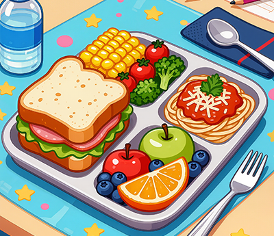 cartoon school lunch