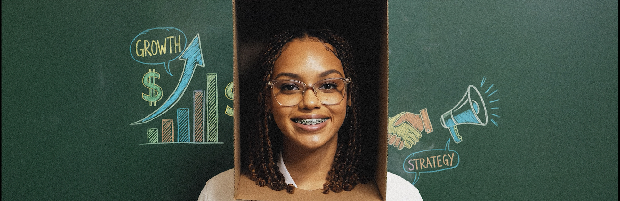 Girl with box & finance