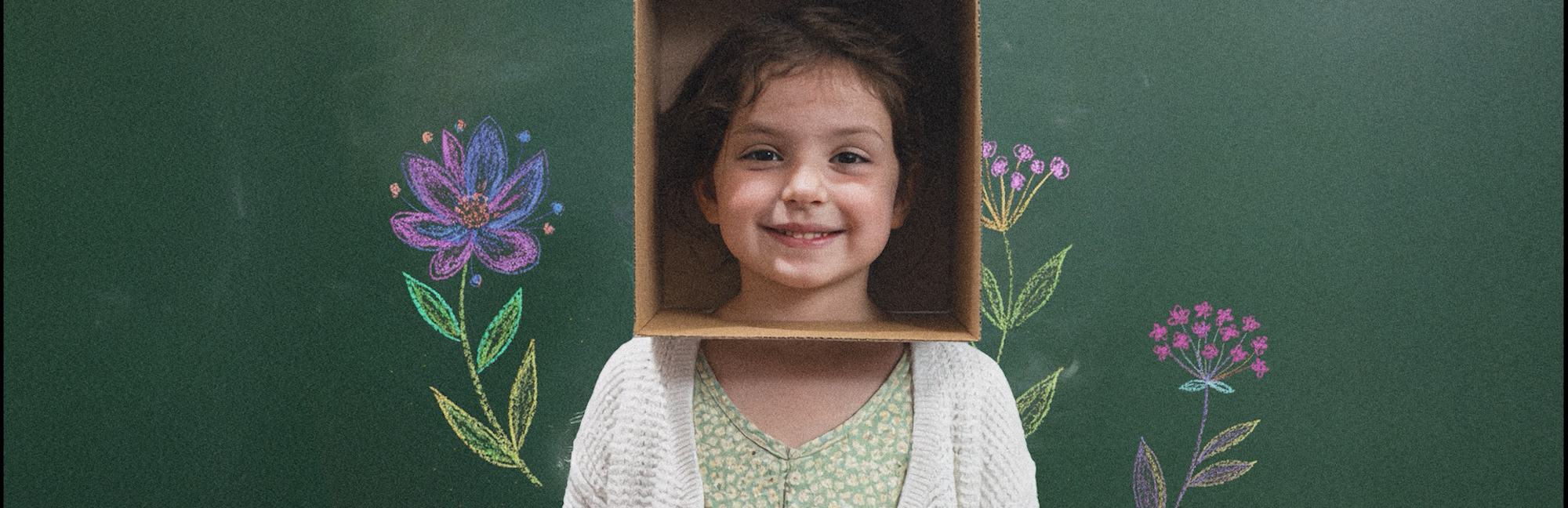 Girl with box & flowers